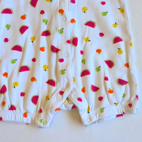 little me white cotton fruit print snap close bubble romper playsuit 6 months - Picture 3 of 6